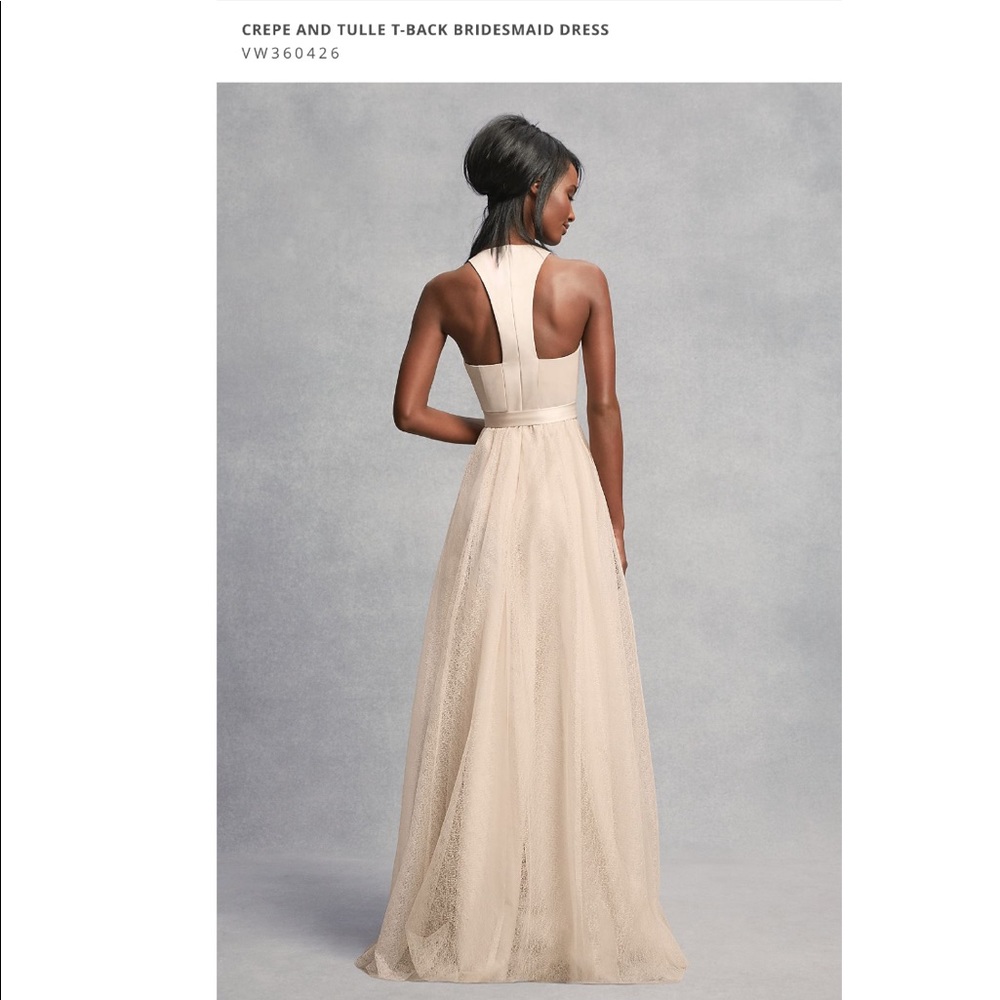 White by Vera Wang crepe & tulle T-back bridesmaid - Picture 2 of 6